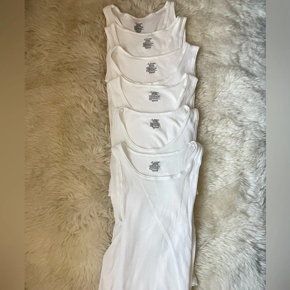 BNWOT | Deadstock jockey combed cotton white mens tank top set of six - Picture 1 of 5
